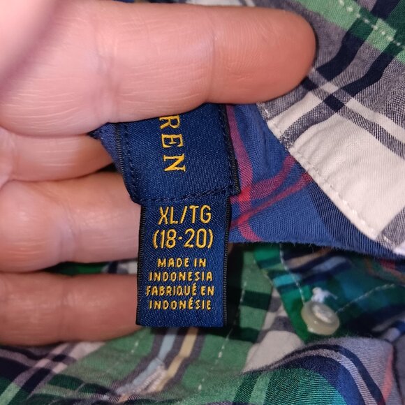 Mens Ralph Lauren Natural Stretch Long Sleeve Plaid Shirt Size XL‎ 18/20 C7 - Picture 2 of 7